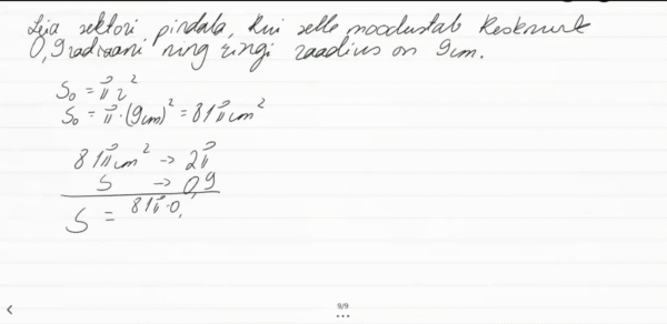Sektori pindala, 10. klass, matemaatika - Image 4