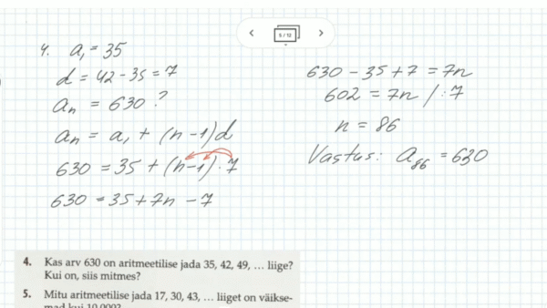 Aritmeetilise jada üldliikme valem