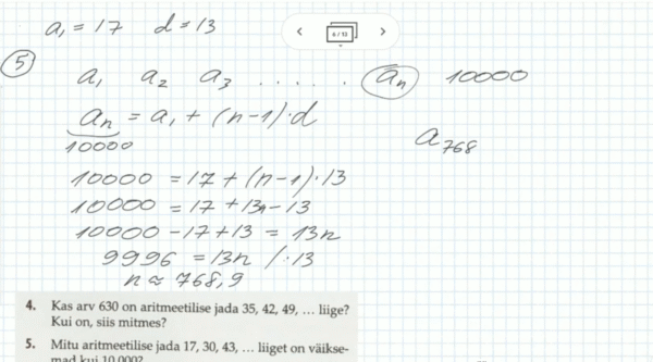 Aritmeetilise jada üldliikme valem
