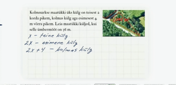 Lineaarvõrrand tekstülesannetes, 10. klass, matemaatika - Image 2