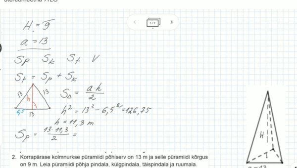 Kolmnurkne püramiid, 9.klass, matemaatika - Image 3