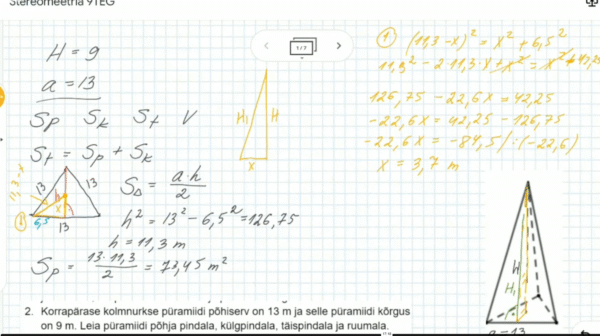 Kolmnurkne püramiid, 9.klass, matemaatika - Image 4
