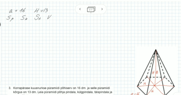 Kuusnurkne püramiid, 9. klass, matemaatika - Image 2