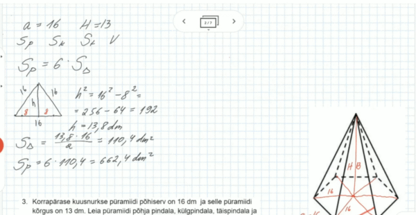 Kuusnurkne püramiid, 9. klass, matemaatika - Image 3