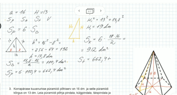 Kuusnurkne püramiid, 9. klass, matemaatika - Image 4