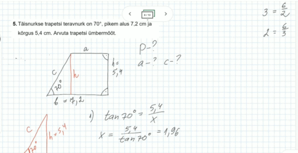 Täisnurkne trapets: harjutusülesanded, 9. klass, matemaatika - Image 4