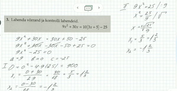 Ruutvõrrandi harjutusülesanded, 9. klass, matemaatika - Image 4