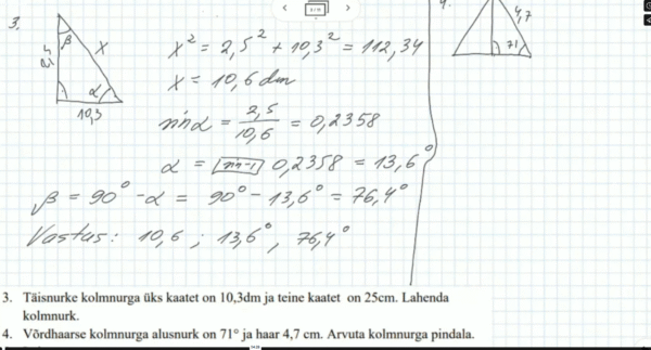 Kolmnurga lahendamine: harjutusülesanded 3, 10. klass, matemaatika - Image 3