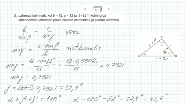 Kolmnurga lahendamine: harjutusülesanded 1, 10. klass, matemaatika - Image 3