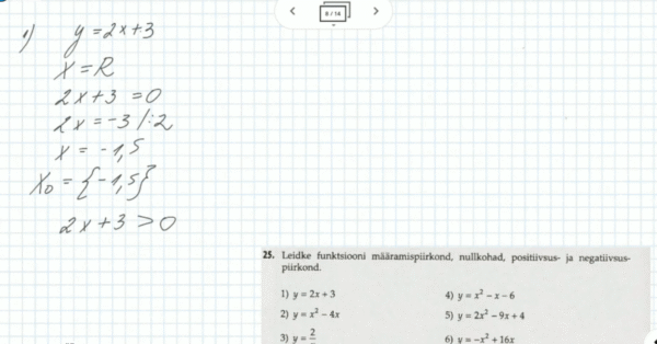 Funktsiooni negatiivsus- ja positiivsuspiirkondade arvutamine, 11. klass, matemaatika - Image 2