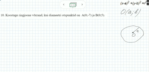 Ringjoone võrrand, 11. klass, matemaatika - Image 2
