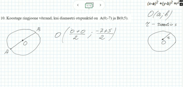 Ringjoone võrrand, 11. klass, matemaatika - Image 3